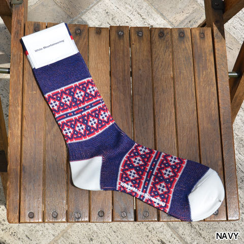 White Mountaineering(zCg}EejAO) Cotton Jacqurd Cross Border Pattern Middle Socks(3)