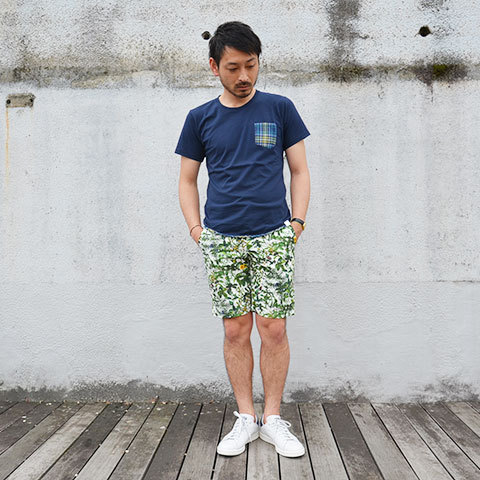 SALE 30%OFF White Mountaineering(zCg}EejAO) JERSEY x CHECK PRINT HEM PIPED POCKET T-SHIRT -NAVY-(3)