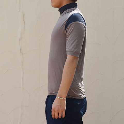 【40% off sale】kolor (カラー) ソフト天竺半袖タートルTシャツ -(A)ダークベージュ-(3)