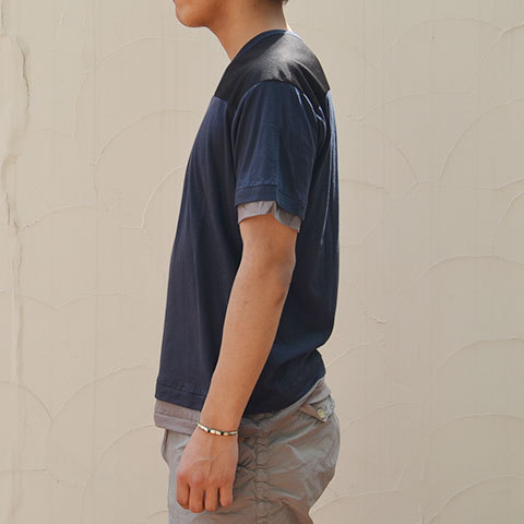 【40% off sale】kolor (カラー) ソフト天竺メッシュコンビTシャツ -(B)スミクロ-(3)