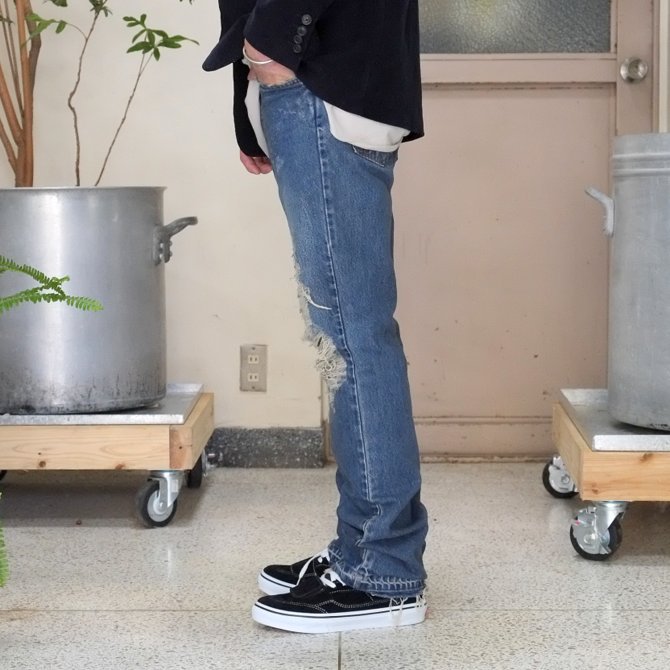【30% off sale】7 ×7 / seven by seven ( セブン バイ セブン ) REWORK DENIM PANTS (DAMAGE PROCESSING) - INDIGO -(3)