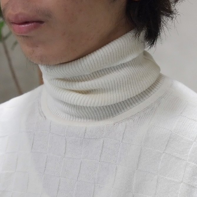 KENNETH FIELD (ケネスフィールド) ROLL NECK KNIT -WHITE-(3)