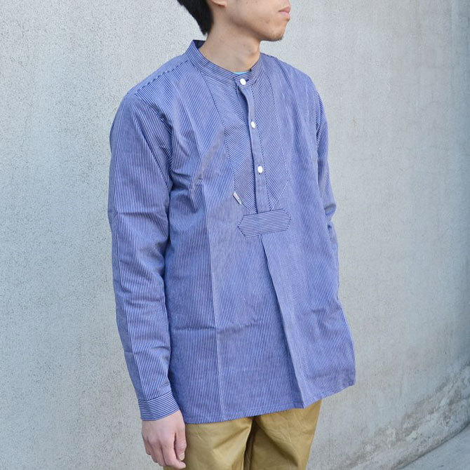 modAS(モダス) OLD GERMAN COTTON STRIPE PULLOVER FISHERMAN SHIRT -NAVY-(3)