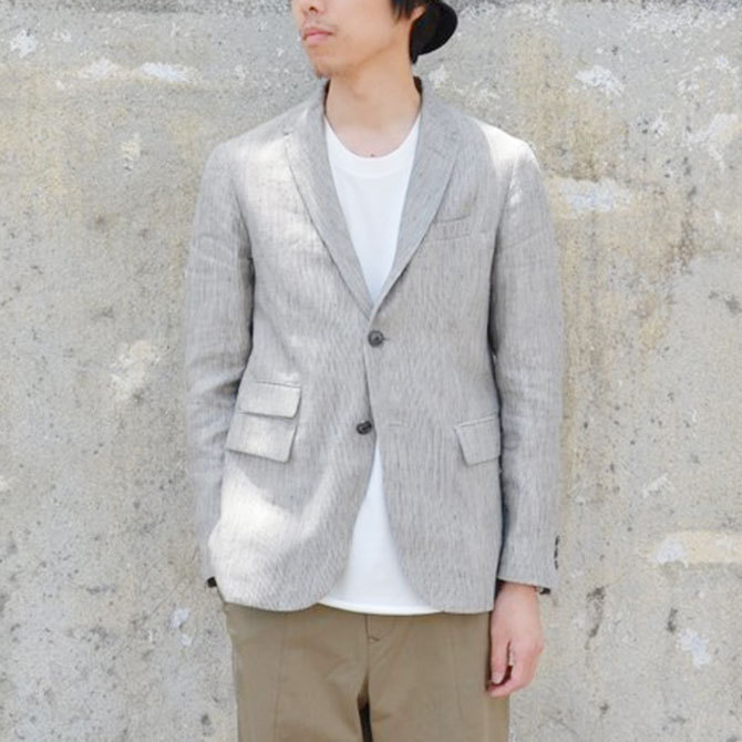 OLDMAN'S TAILOR(オールドマンズテーラ) 2Bストライプジャケット -GRY X NTL STRIPE-(3)