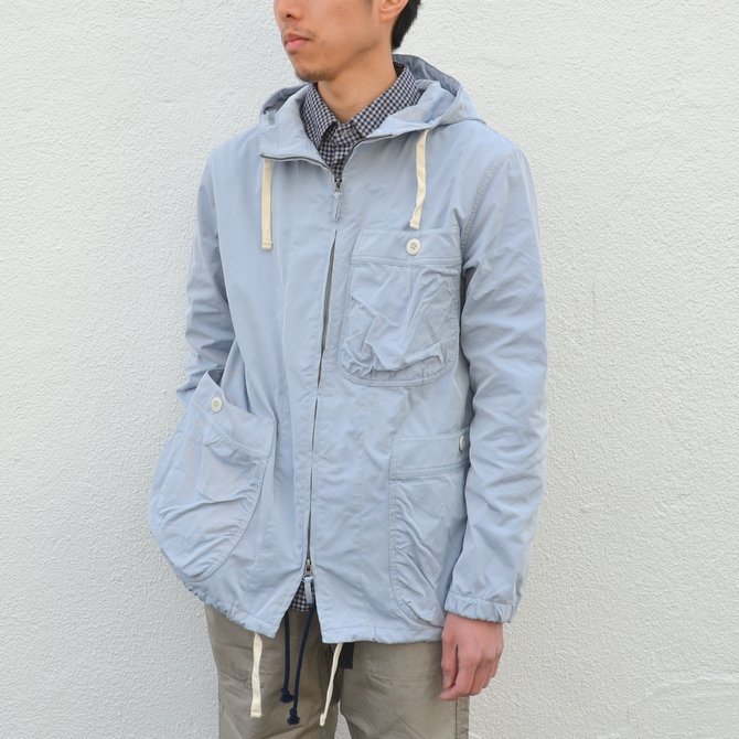 y40% off salezts(s) (eB[GXGX) High Count Polyester Oxford Cloth Gathered Round Pocket Zip-up Parka -(25)Gray Blue- #TT36BJ01(3)