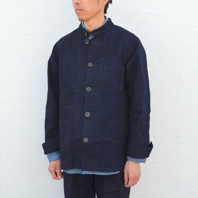 chimala(チマラ)/10OZ INDIGO X BLACK WEFT DENIM RAILROAD JACKET(UNISEX) -INDIGO- CS23-JT19(3)