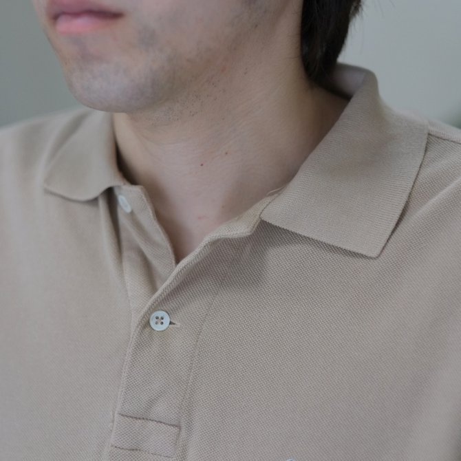 SCYE BASICS(サイベーシック) 40/1鹿の子ワンポイントポロシャツ -(42)BEIGE-(3)