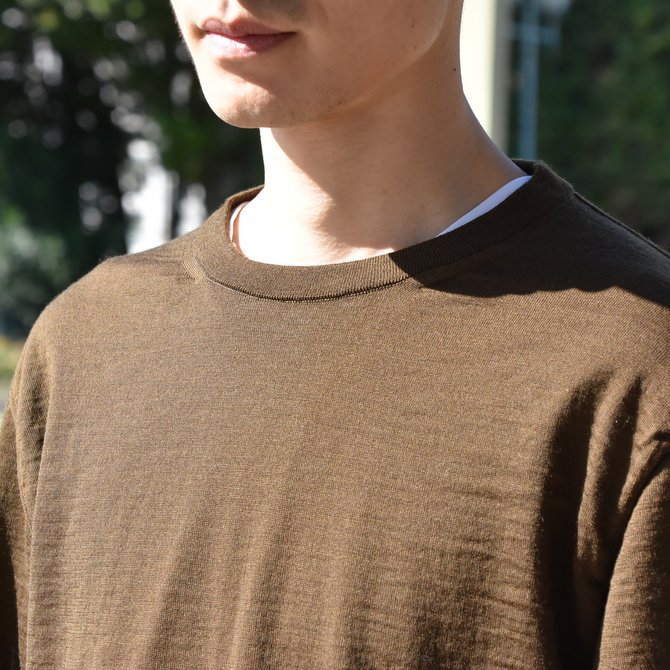 【2018 AW】COMOLI (コモリ) 18Gウールクルーネックニット -BROWN- #N03-06001(3)