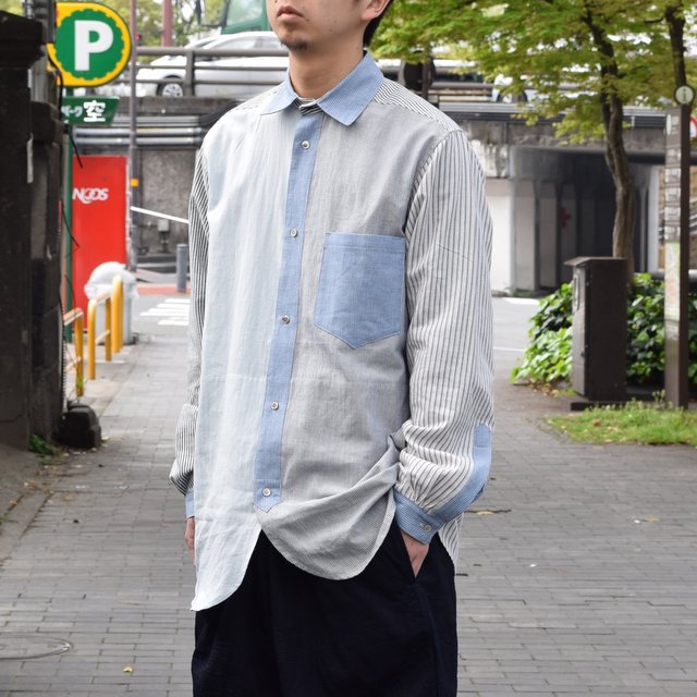 【30% off sale 】FRANK LEDER(フランクリーダー) STRIPES POCKET MIXED OLDSTYE SHIRT #0616083-32M(3)