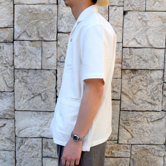 【30% off sale】【2020】FRANK LEDER(フランクリーダー)/ WHITE LINEN S/S OPEN COLLAR SHIRT -WHITE- #0916053(3)