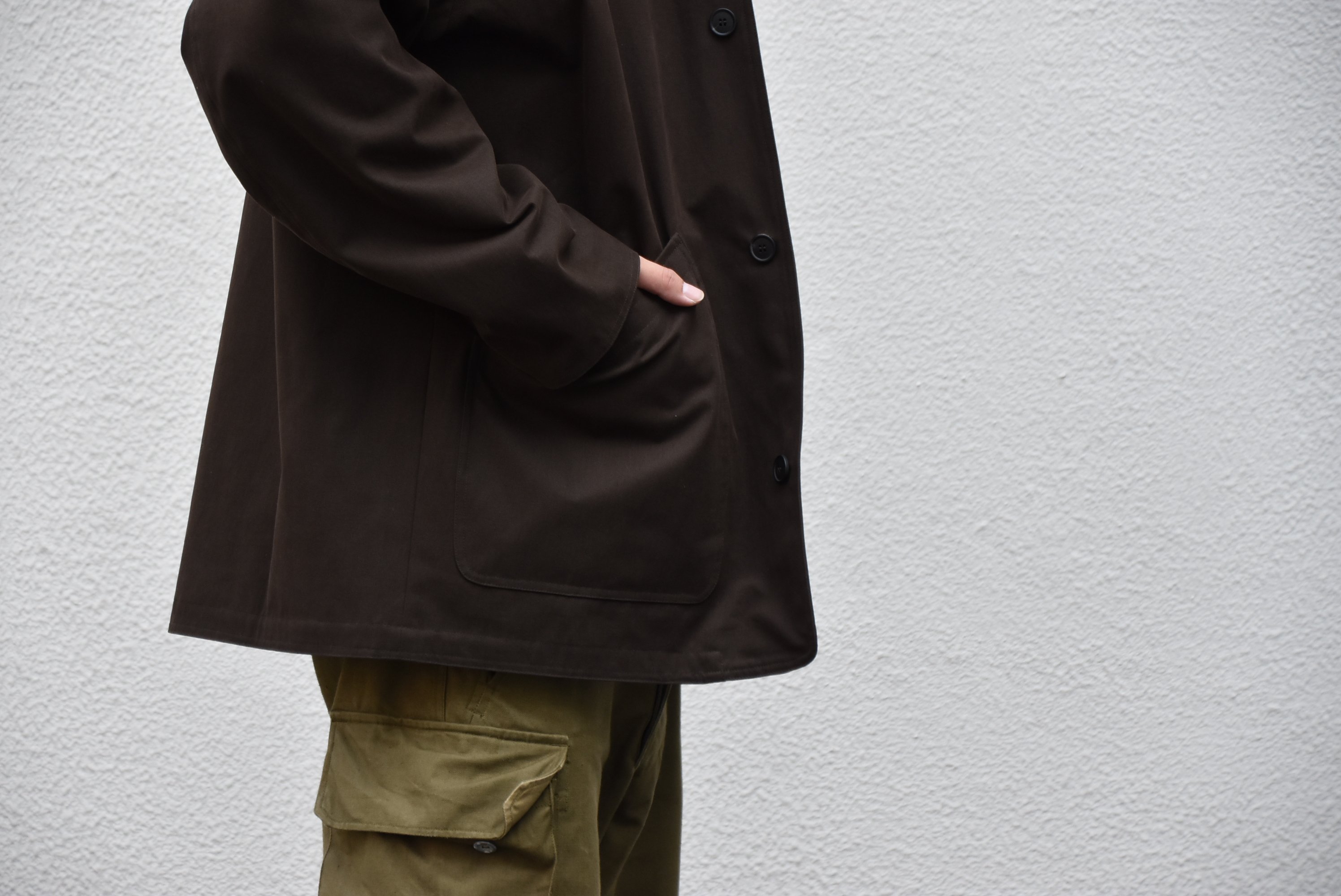 【2020】 Cristaseya(クリスタセヤ)/ COTTON OVERSIZED BLOUSON WITH LEATHER PATCH -BROWN- #07KA-CO-BR(3)