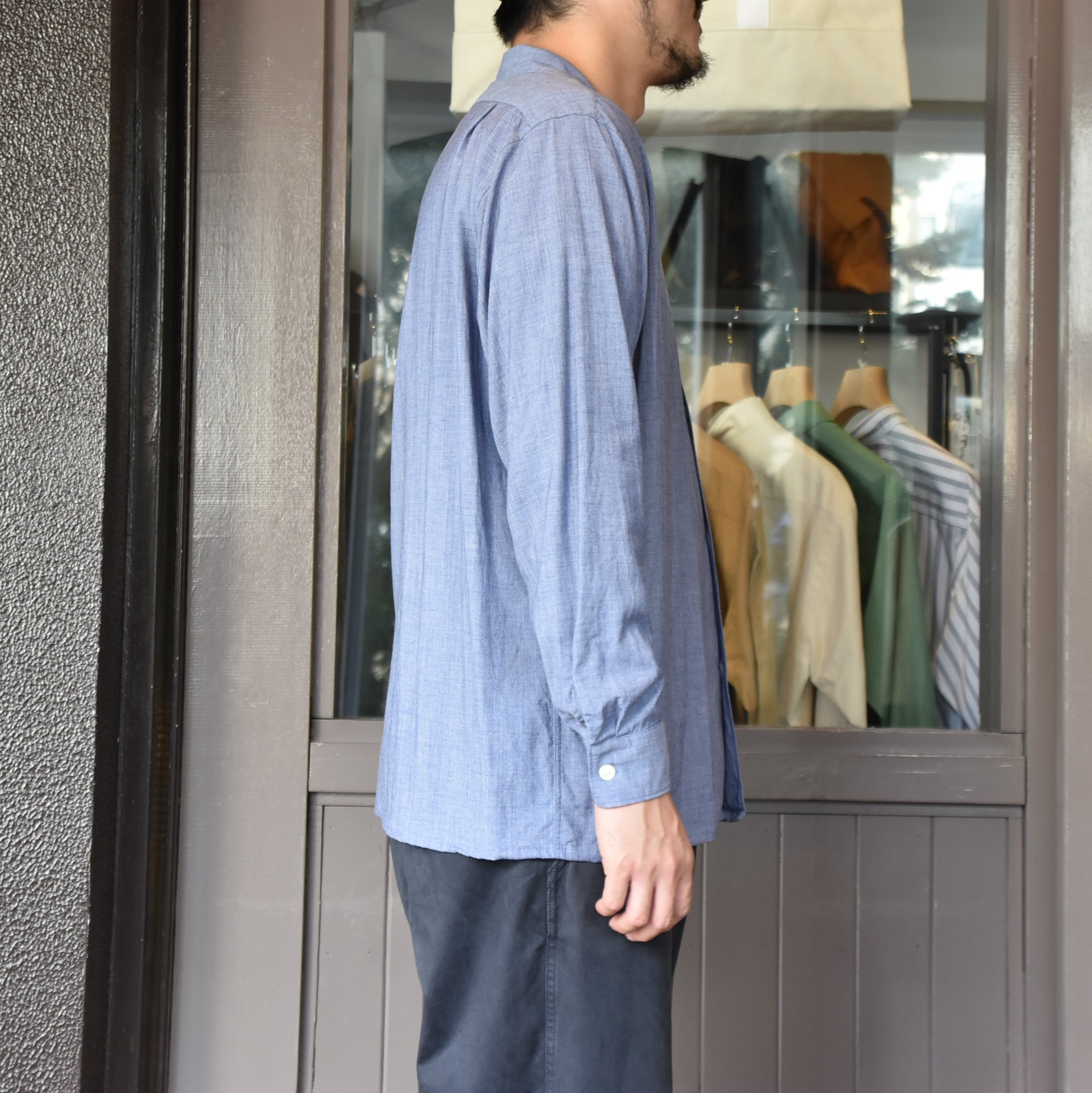 【2020】COMOLI (コモリ)ヴィスコースウールオープンカラーシャツ#S03-02006 -SAX-(3)