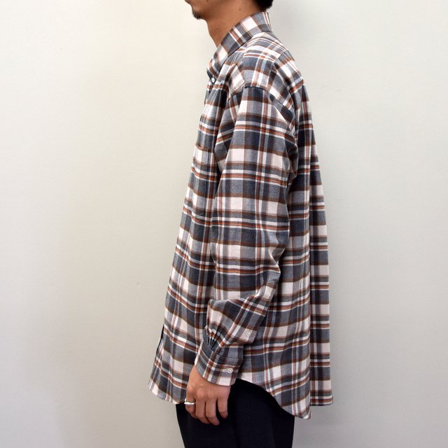 【2020】Graphpaper (グラフペーパー)/ THOMAS MASON FOR GP CHECK B.D BOX SHIRT -GRAY×ORANGE- #GM203-50180(3)