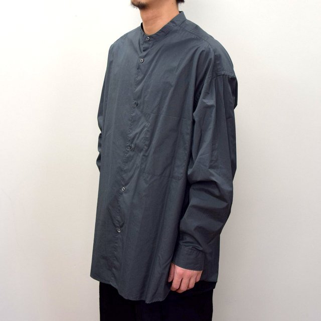 Graphpaper (グラフペーパー)/ BROAD OVERSIZED L/S BAND COLLAR SHIRT -CHARCOAL- #GM211-50111B-GR(3)