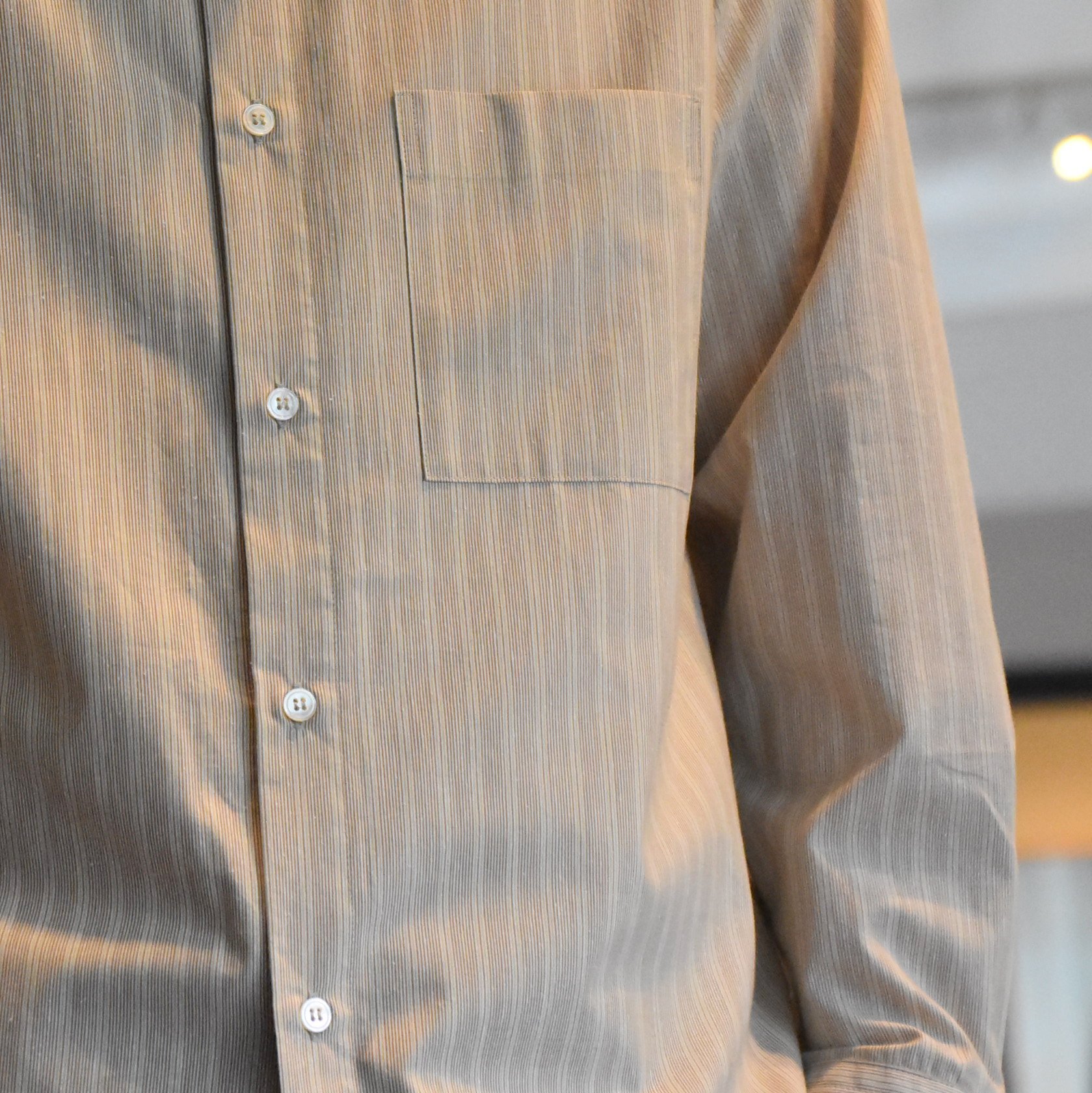 【40% off sale】Cristaseya(クリスタセヤ)/STRIPED SILK AND COTTON MAO SHIRT -BROWN STRIPES- #08DA-SC-BRS(3)