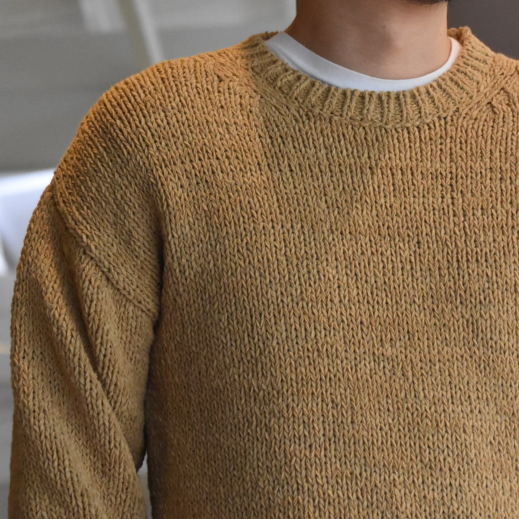 【40% off sale】Cristaseya(クリスタセヤ)/OVERSIZED 2YARNS FETTUCCIA SWEATER -LIGHT KHAKI- #11SA-FE-LKH(3)