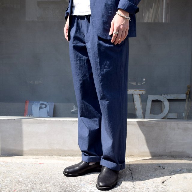 FRANK LEDER(フランクリーダー)/ TRIPLE WASHED THIN COTTON DRAWSTRING TROUSERS -NAVY- #0913090(3)