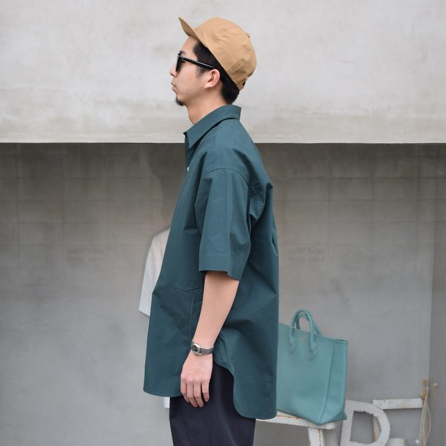 STUDIO NICHOLSON(スタジオニコルソン)/ SORONO POWDER COTTON OVERSIZED S/S SHIRTS -WAKAME- #SNM-567(3)