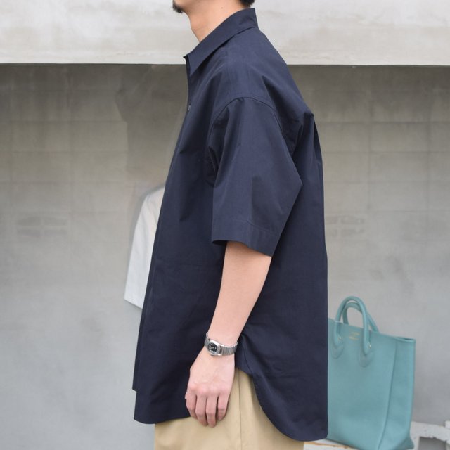 STUDIO NICHOLSON(スタジオニコルソン)/ SORONO POWDER COTTON OVERSIZED S/S SHIRTS -DARK NAVY- #SNM-567(3)