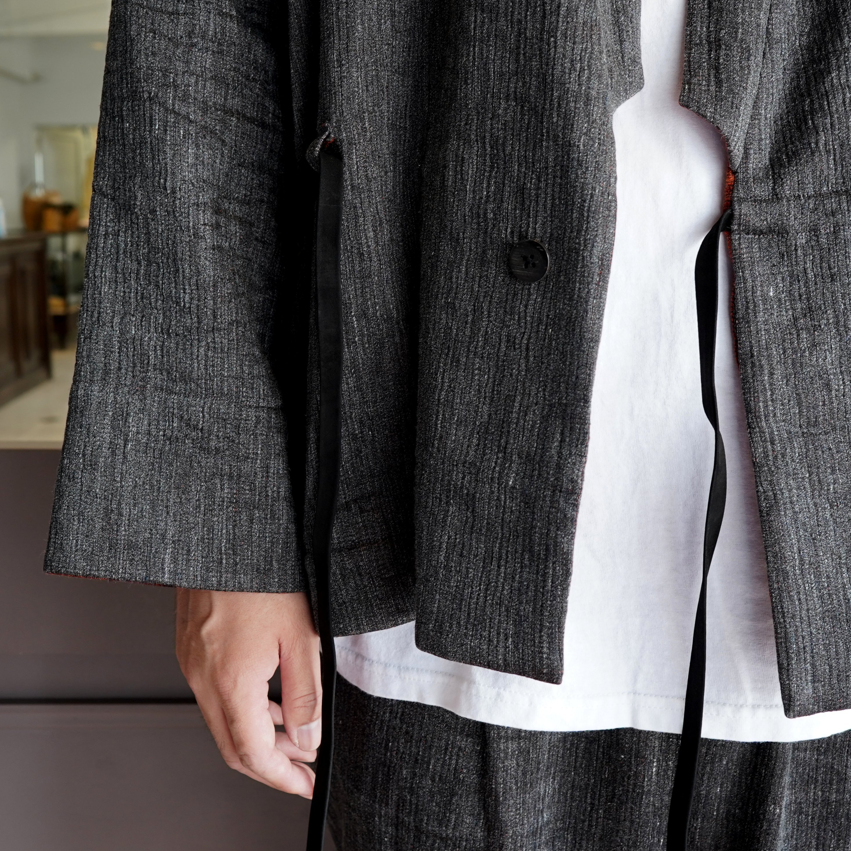 amachi.(アマチ) Rikyu Jacket-Charcoal×Red wood- #AY9-9(3)