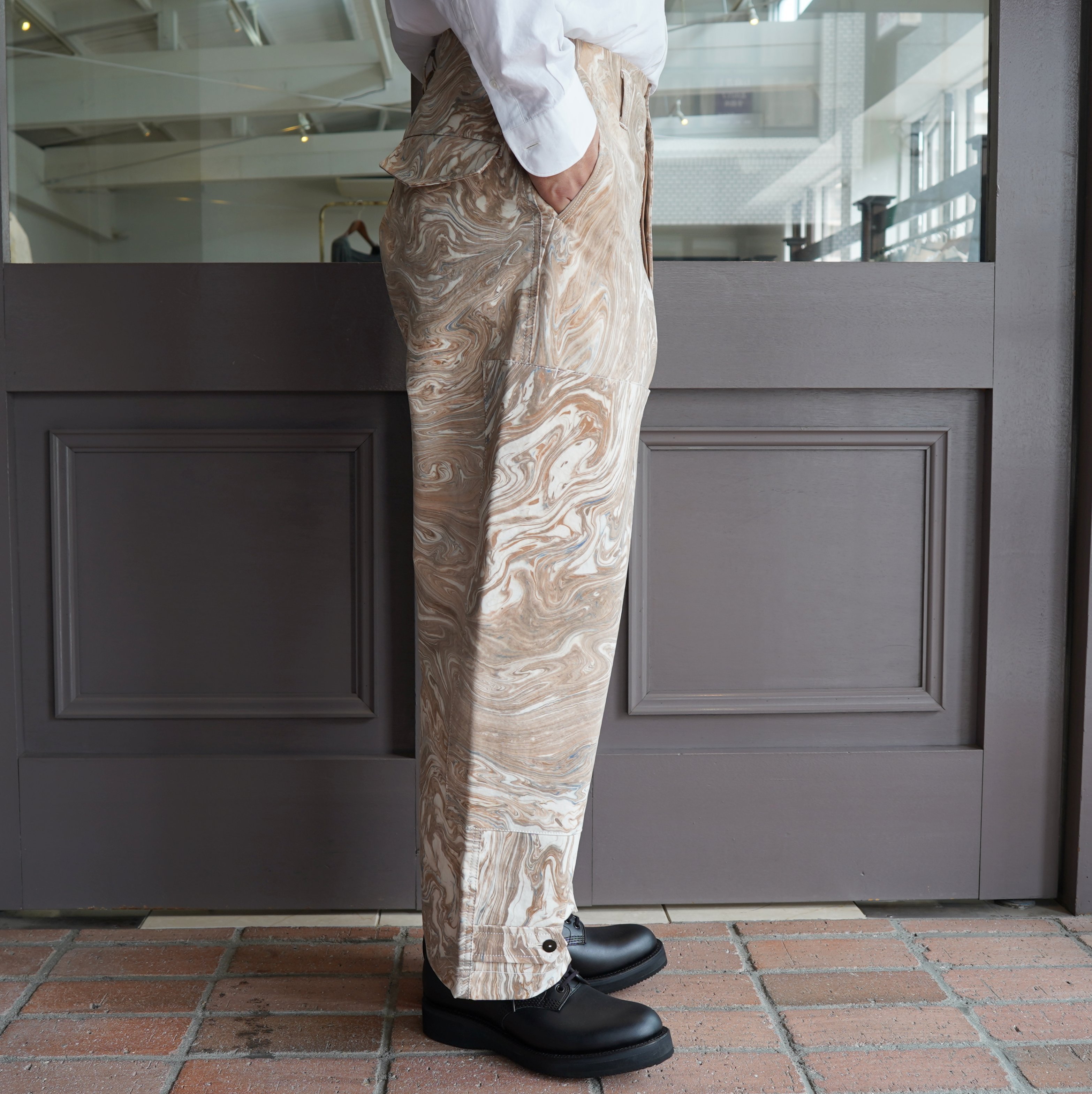 amachi.(アマチ) Double Knee Cargo Pants -Blue Beige Marble- #AY9-20(3)