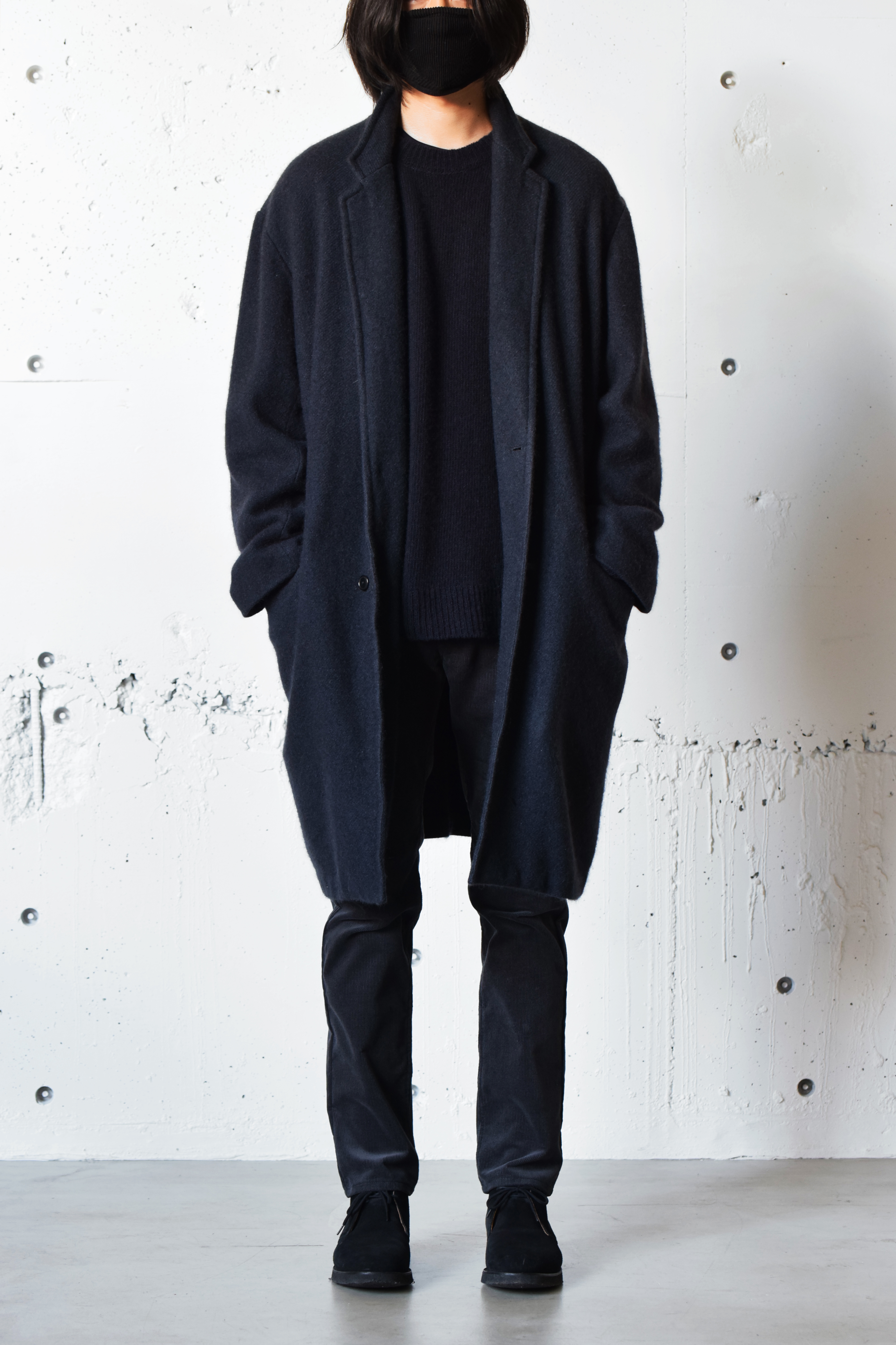 COMOLI (コモリ)/ 製品染カシミヤチェスターコート -NAVY- #U03-04006 (3)