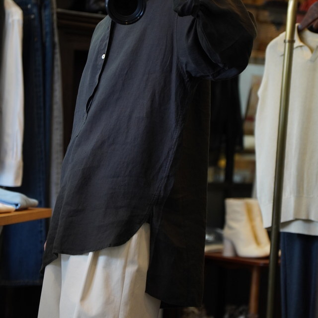 【25SS】MAATEE&SONS(マーティーアンドサンズ)/ ドS LINEN PULLOVER シャツ -SUMI,TAKESUMI- #MT5103-0618(3)