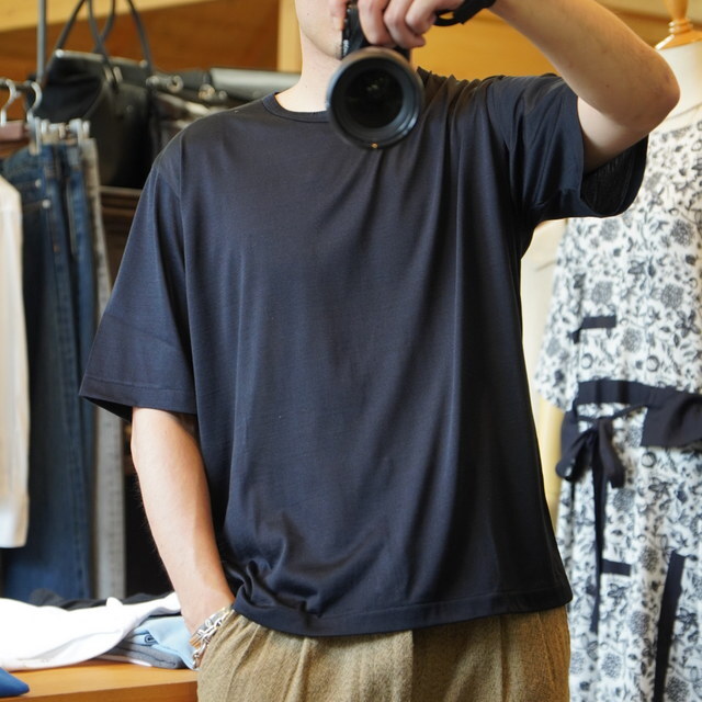 【25SS】MAATEE&SONS(マーティーアンドサンズ)/ SILK S/SLEEVE LOOSE TEE -NAVYWHITE,BLACK- #MT5103-0814(3)