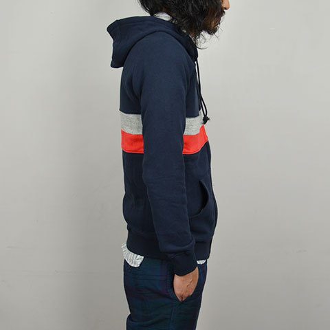 THIS IS NOT A POLO SHIRT.(fBXCYmbgA|Vc) PANEL STRIPE ZIP HOODIE -(77)navy-(4)