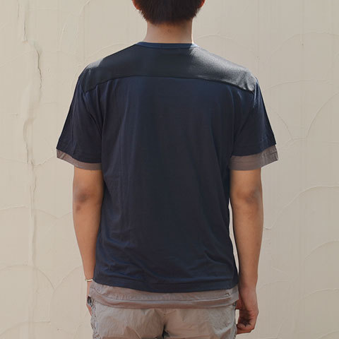 【40% off sale】kolor (カラー) ソフト天竺メッシュコンビTシャツ -(B)スミクロ-(4)