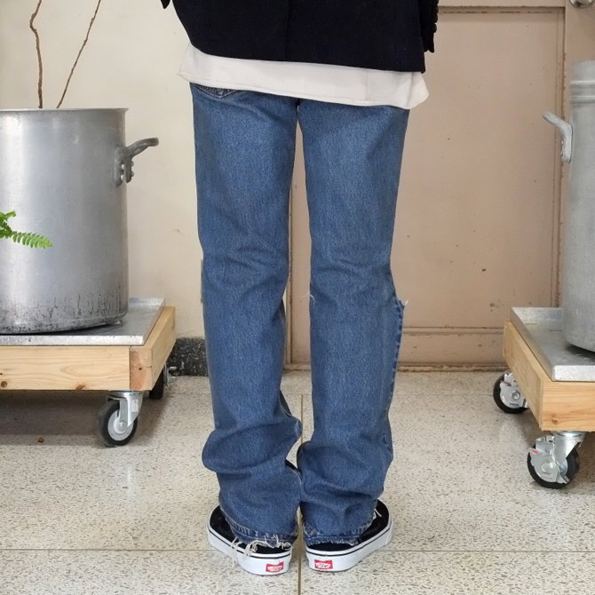 【30% off sale】7 ×7 / seven by seven ( セブン バイ セブン ) REWORK DENIM PANTS (DAMAGE PROCESSING) - INDIGO -(4)