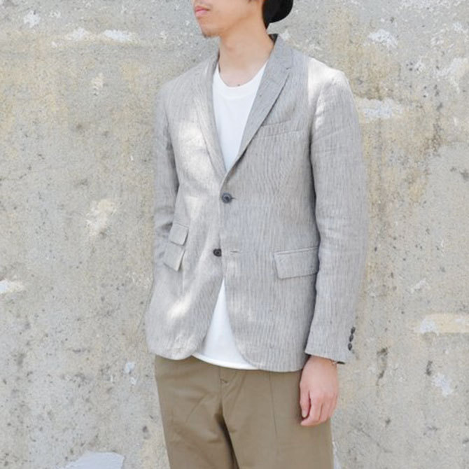 OLDMAN'S TAILOR(オールドマンズテーラ) 2Bストライプジャケット -GRY X NTL STRIPE-(4)