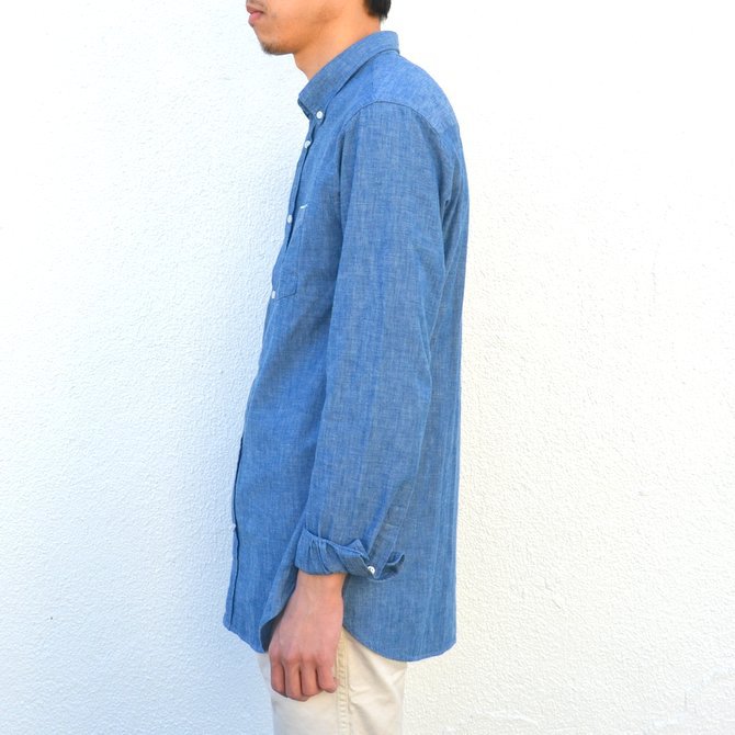 Officine Generale(ItBVWFl[)/ Button Down Japanese Chambray Selvedge -BLUE- #PERMSHI004(4)