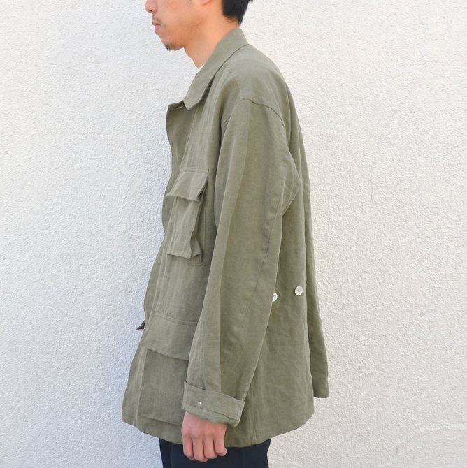 AURALEE(オーラリー)/ WASHED LINEN BIG FATIGUE JACKET -OLIVE GREEN- #A7SJ01LP(4)