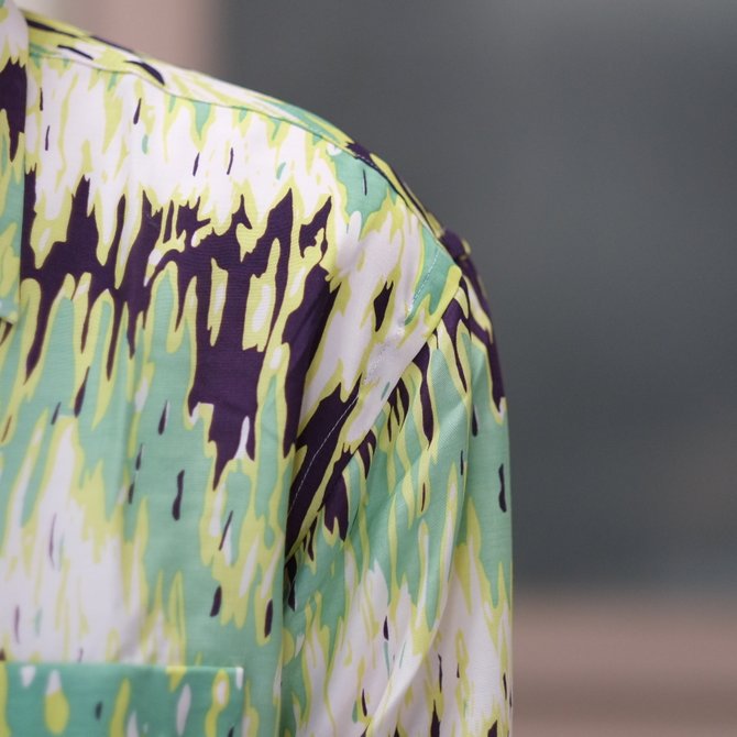 【30% off sale】【2017 SS】7 × 7 / seven by seven ( セブン バイ セブン ) PSYCHEDELIC SHIRT L/S - GREEN - #SS2017-7x7PDL(4)