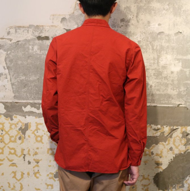 Honor gathering(Ii[MUO) crispy horse cloth napoleon collar shirt -pompei red- #17AW-S02(4)