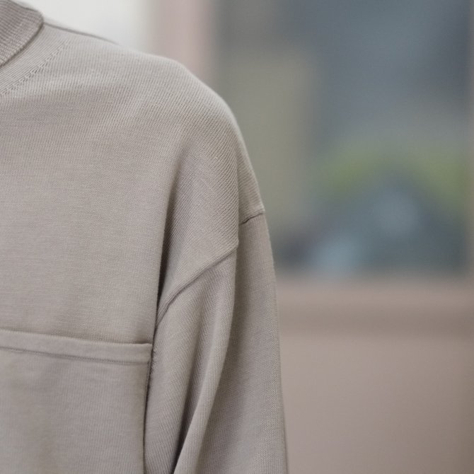 【2018 SS】crepuscule(クレプスキュール) POCKET KNIT TEE 3/4 -Gray Beige- #1801-006(4)