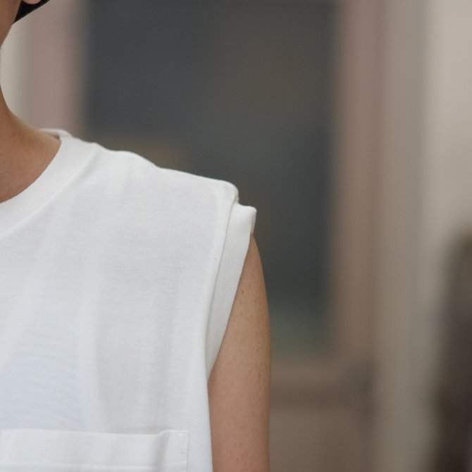 【2018 SS】COMOLI (コモリ) コットンシルク裏毛ノースリーブ -WHITE- #M01-05007(4)