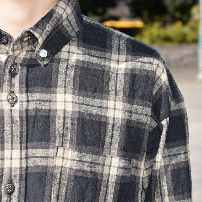 nisica(ニシカ)/ ルーズフィットボタンダウンシャツ L/SーBROWN CHECK- #NIS-837(4)