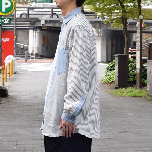【30% off sale 】FRANK LEDER(フランクリーダー) STRIPES POCKET MIXED OLDSTYE SHIRT #0616083-32M(4)
