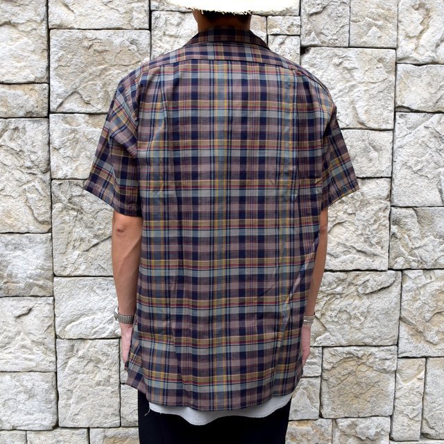 INDIVIDUALIZED SHIRTS(CfBrWACYhVc)/ Linen Camp Collar Shirt S/S (AthleticFit) -OLIVE CHECK-#IS1911198(4)