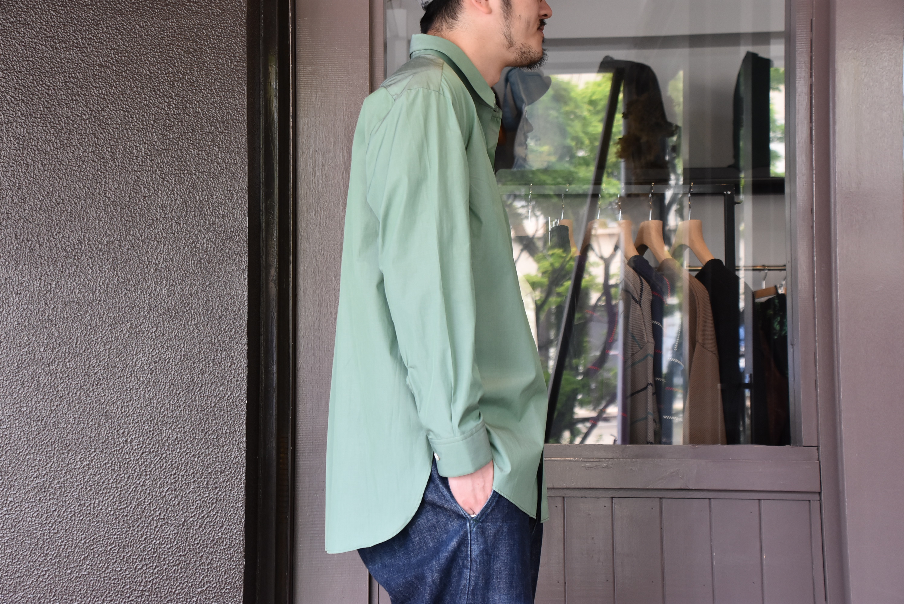 【2020 SS】 Cristaseya(クリスタセヤ)/ HANDMADE POPELINE MENS SHIRT -Sage- #05SP-S(4)