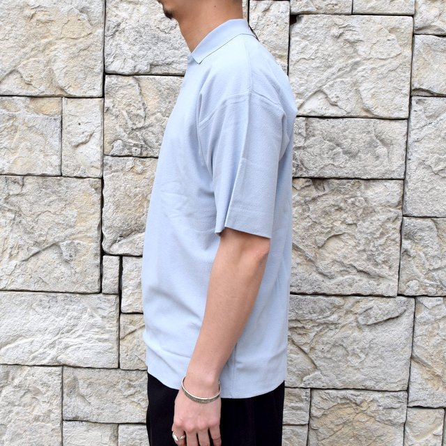 【2020 SS】AURALEE(オーラリー)/ HARD TWIST AMUNZEN DOUBLE CLOTH POLO -L.BLUE- #A20SP02KN(4)