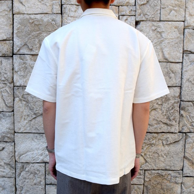 【30% off sale】【2020】FRANK LEDER(フランクリーダー)/ WHITE LINEN S/S OPEN COLLAR SHIRT -WHITE- #0916053(4)