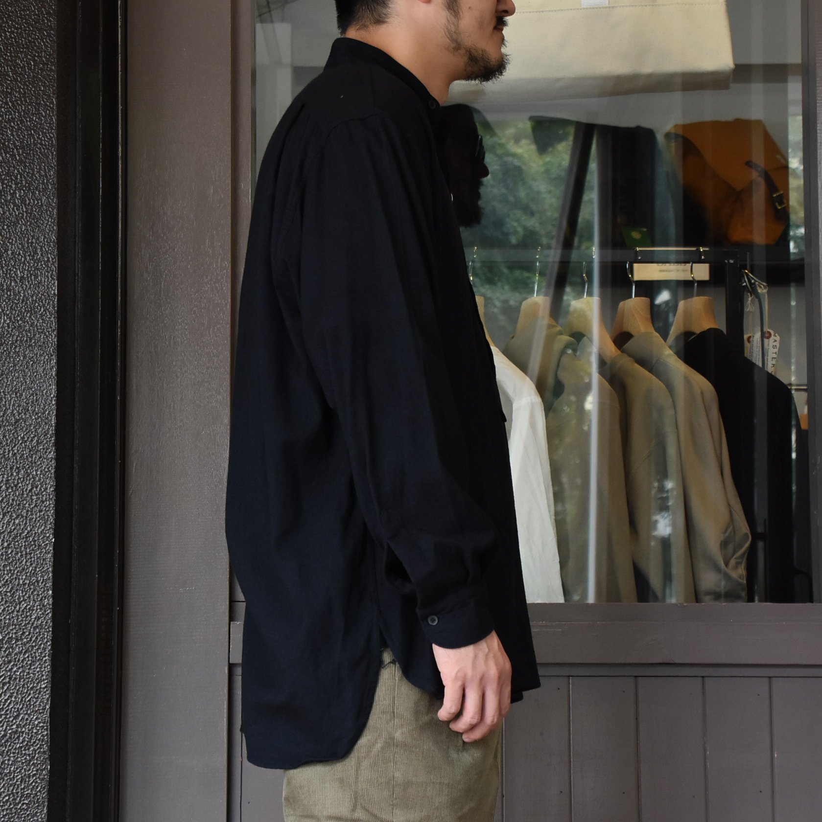 COMOLI (コモリ) シルクネルプルオーバーシャツ#S03-02009 -NAVY-(4)