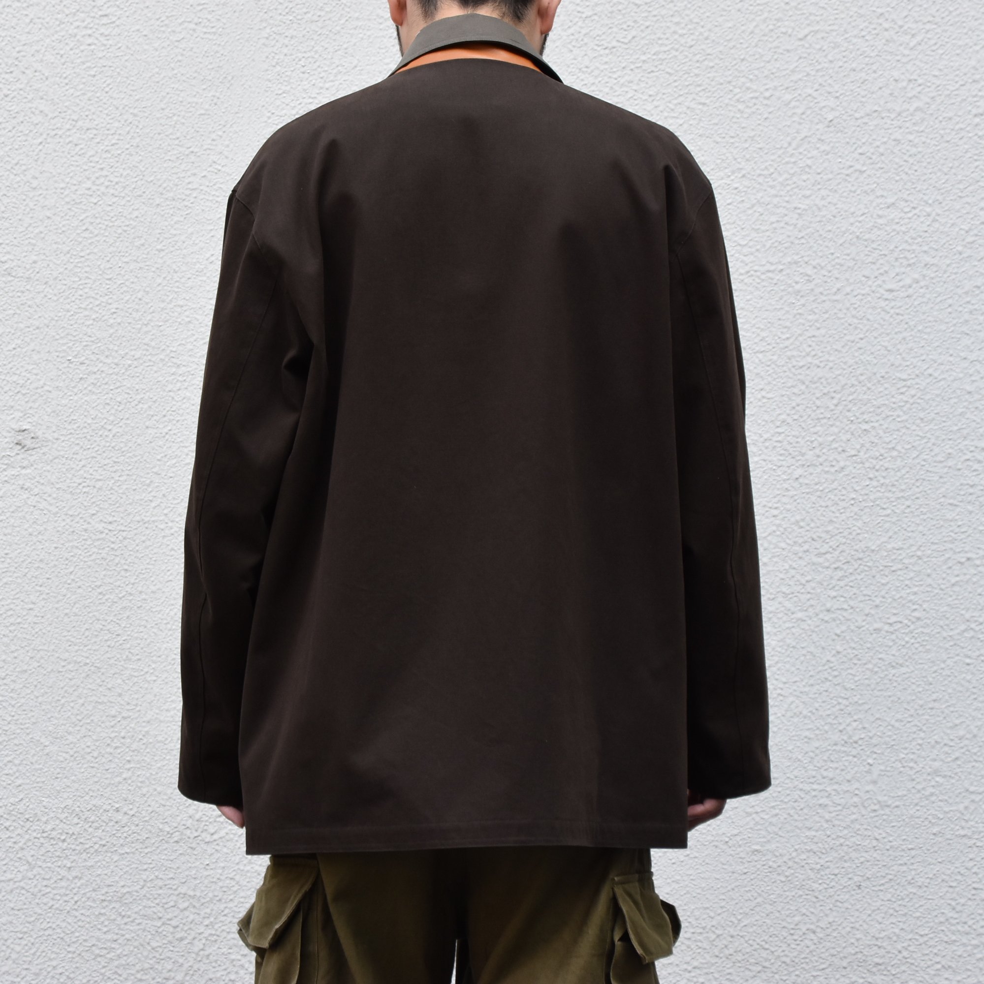 【2020】 Cristaseya(クリスタセヤ)/ COTTON OVERSIZED BLOUSON WITH LEATHER PATCH -BROWN- #07KA-CO-BR(4)
