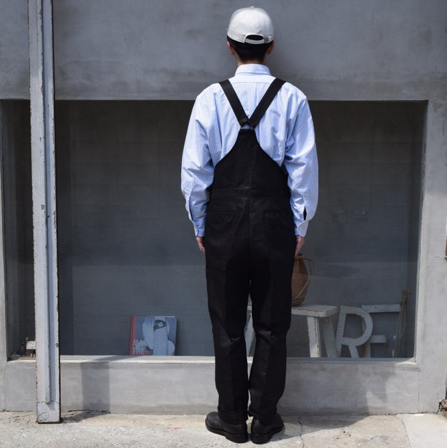 NEAT(ニート)/ COTTON LINEN OXFORD OVERALL -BLACK- #21-01LOO(4)