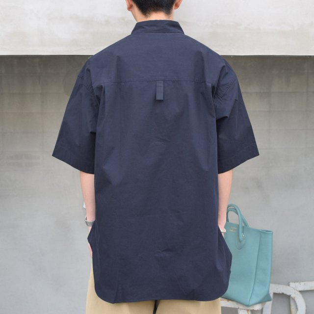 STUDIO NICHOLSON(スタジオニコルソン)/ SORONO POWDER COTTON OVERSIZED S/S SHIRTS -DARK NAVY- #SNM-567(4)