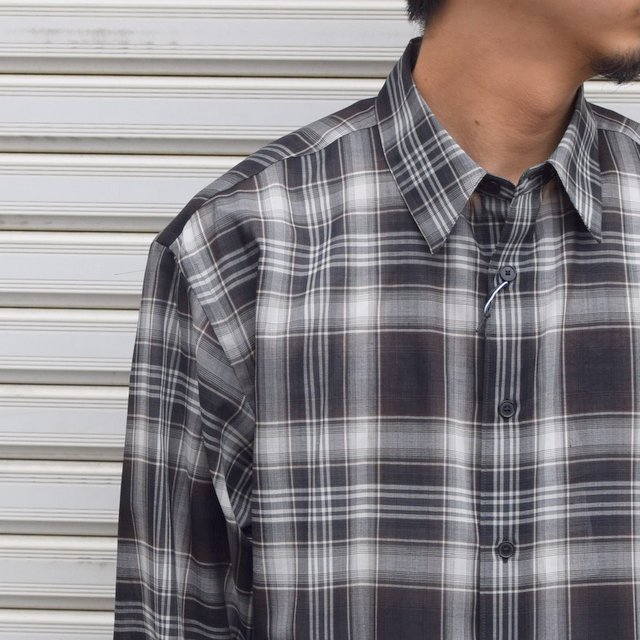 AURALEE(オーラリー)/WOOL RECYCRED POLYESTER CLOTH SHIRT -BLACK CHECK- #A21AS01EM(4)