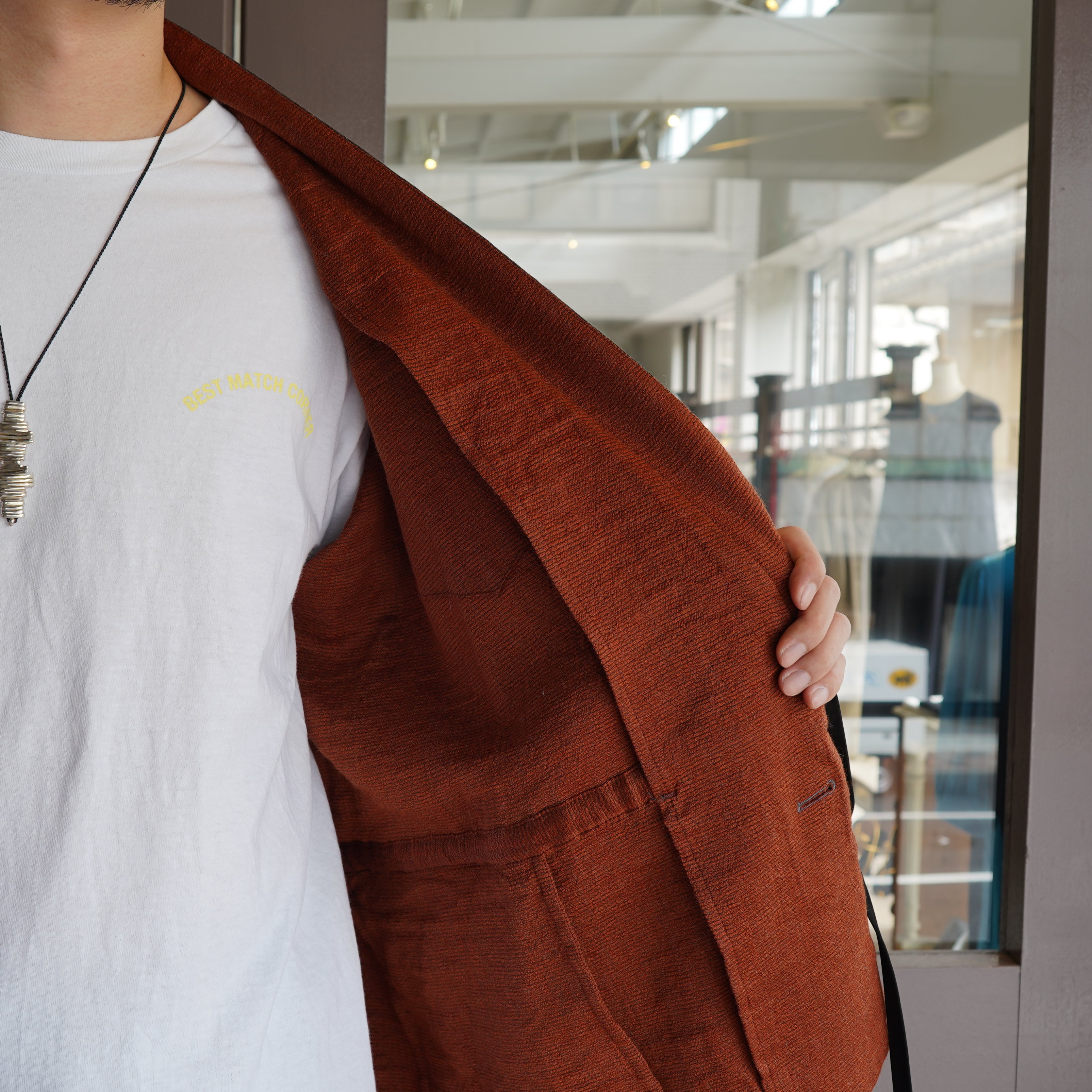 amachi.(アマチ) Rikyu Jacket-Charcoal×Red wood- #AY9-9(4)